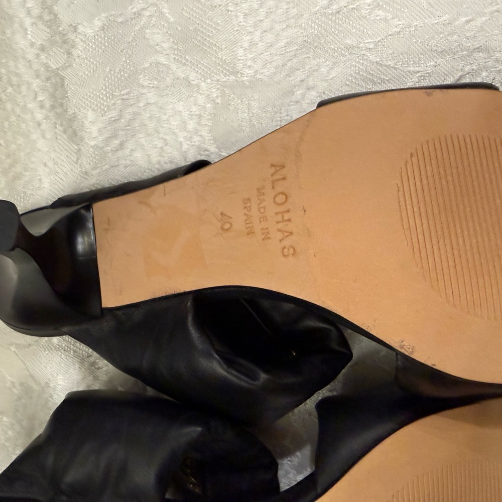 Alohas Natasha Puffy Leather Mule Heels Black EU 40 - Picture 9 of 12